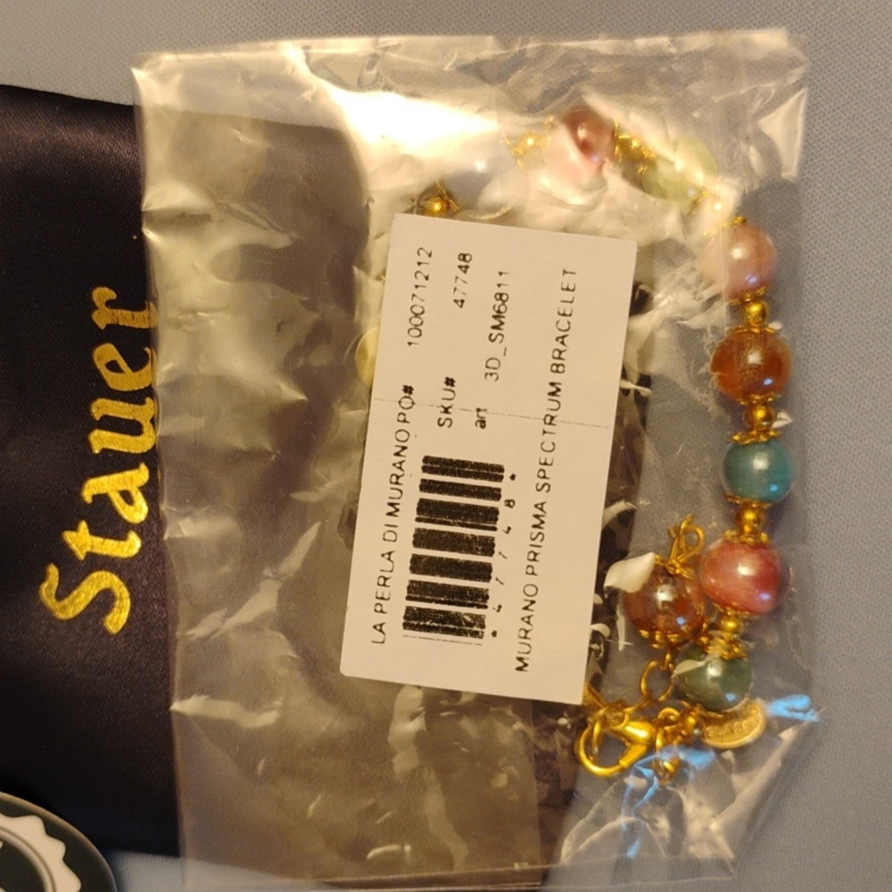 Stauer Murano Prisma Spectrum Necklace And Bracelet Set New In Stauer Satin Bag - Picture 13 of 13